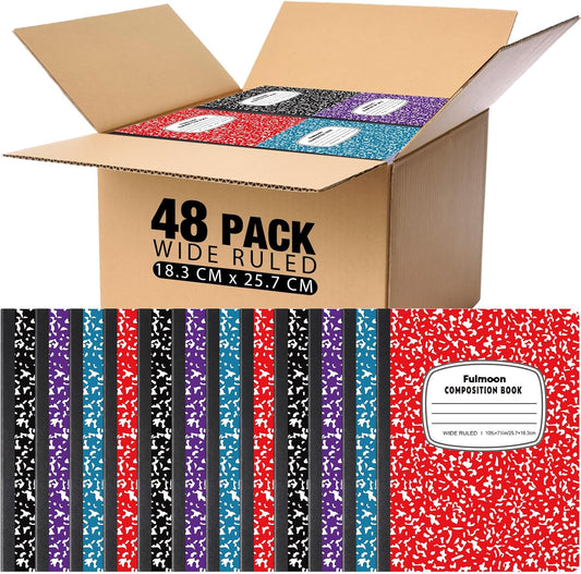 Colorful Wide Ruled Composition Notebook: 48 Pcs Ideal for Writing & Art
