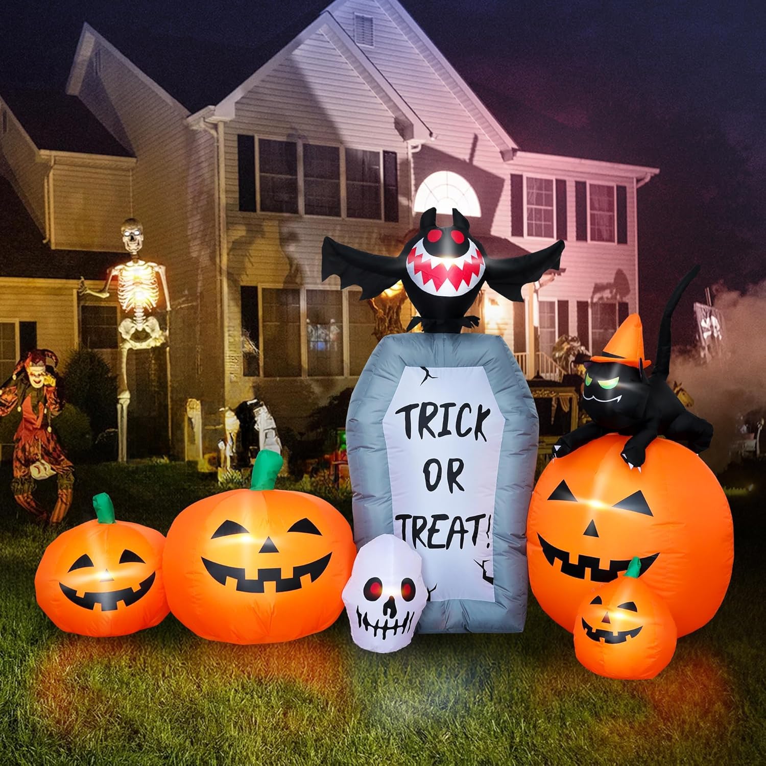 7FT Long Halloween Inflatable Pumpkin Patch for Spooky Decor