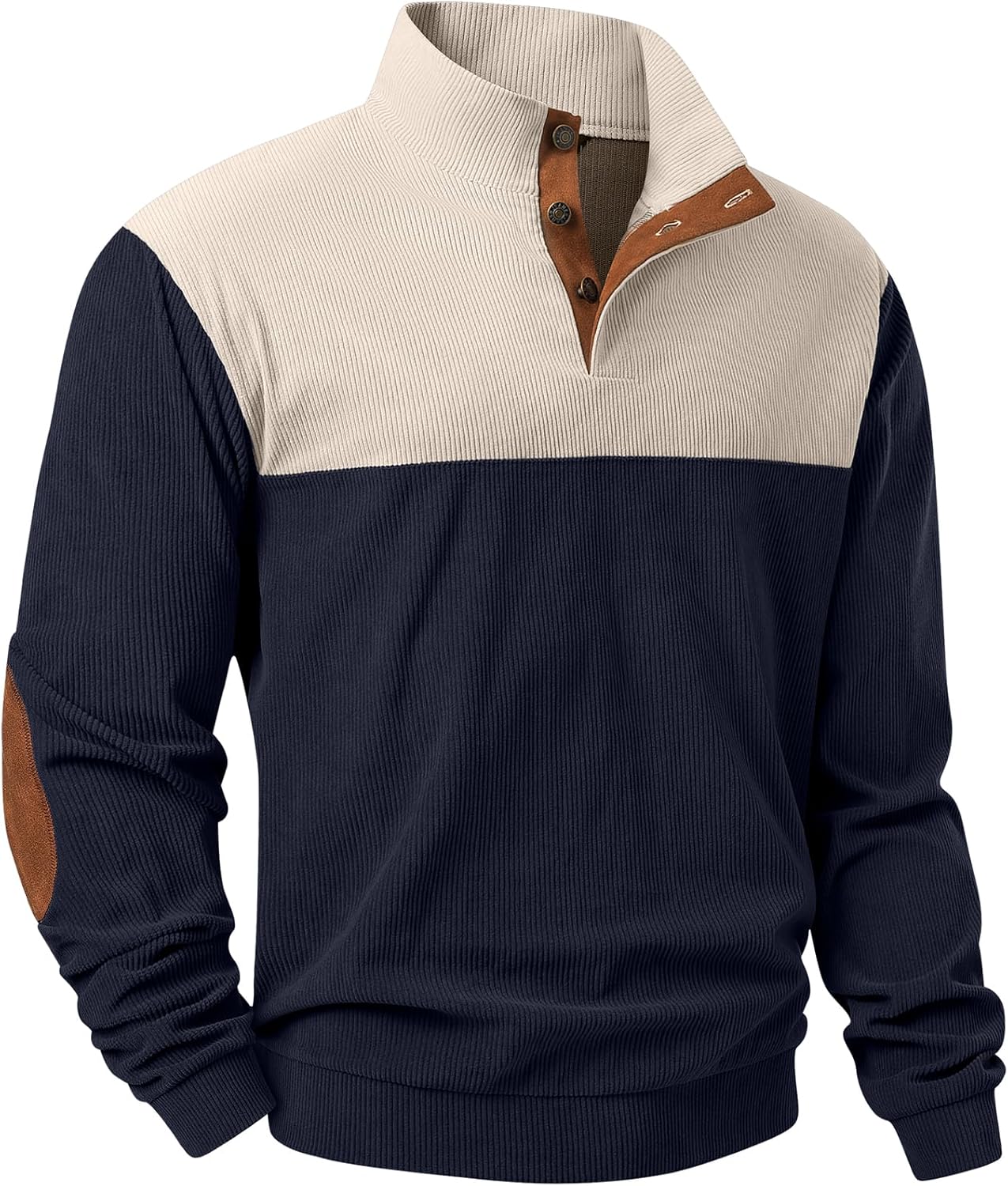 JMIERR Mens Warm Corduroy Sweatshirt with Stand Collar Design