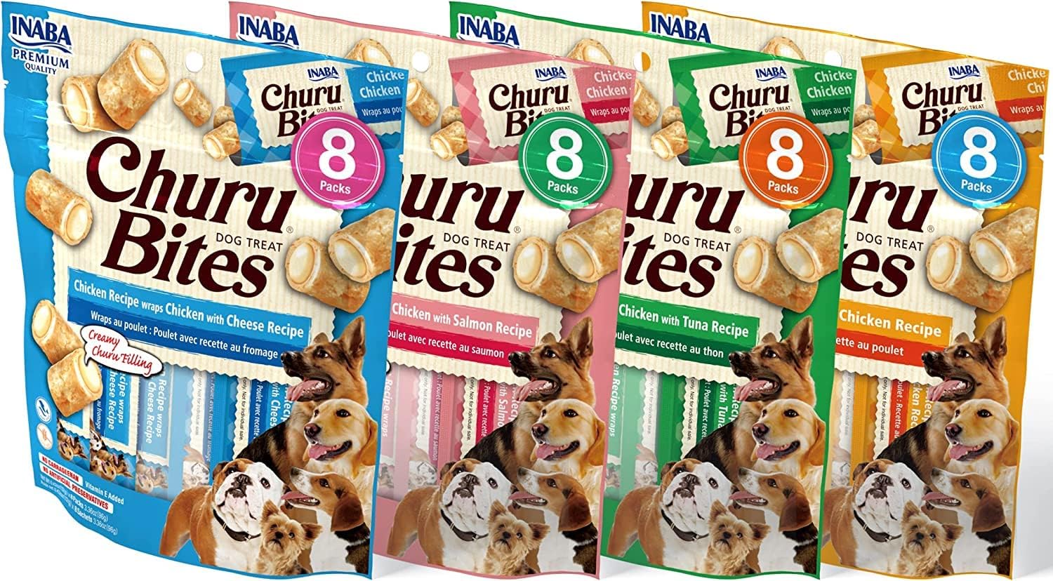 INABA Churu Bites for Dogs - Grain-Free Chewy Chicken Treats