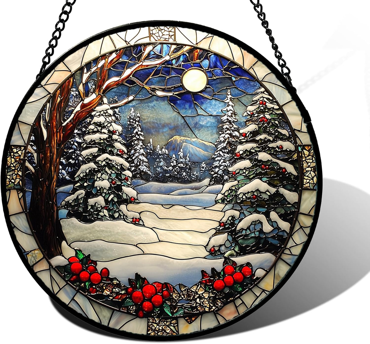 Stained Glass Window Hanging by Sun Catcher - 11.8in Decor