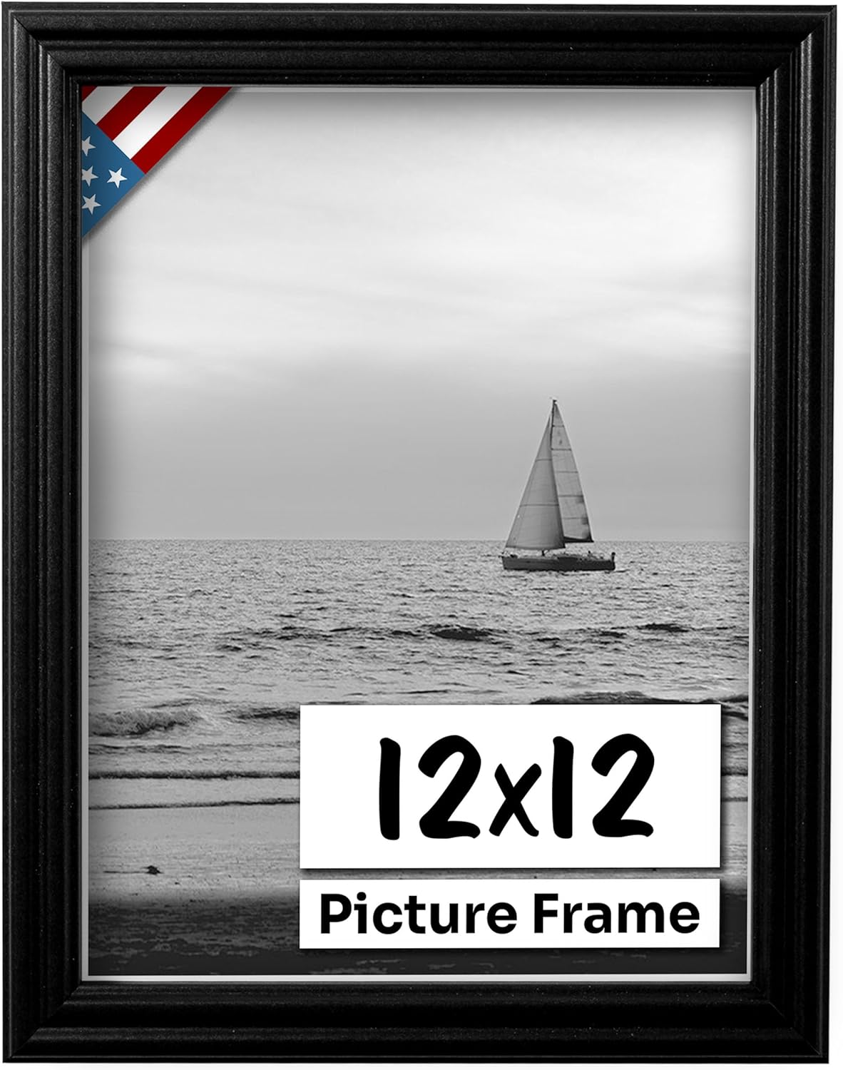 Black 12x12 Picture Frame - Handmade Solid Wood Wall Decor