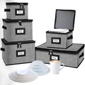 5 Pack Quilted China Storage Containers - Holds 48 Plates & 12 Cups