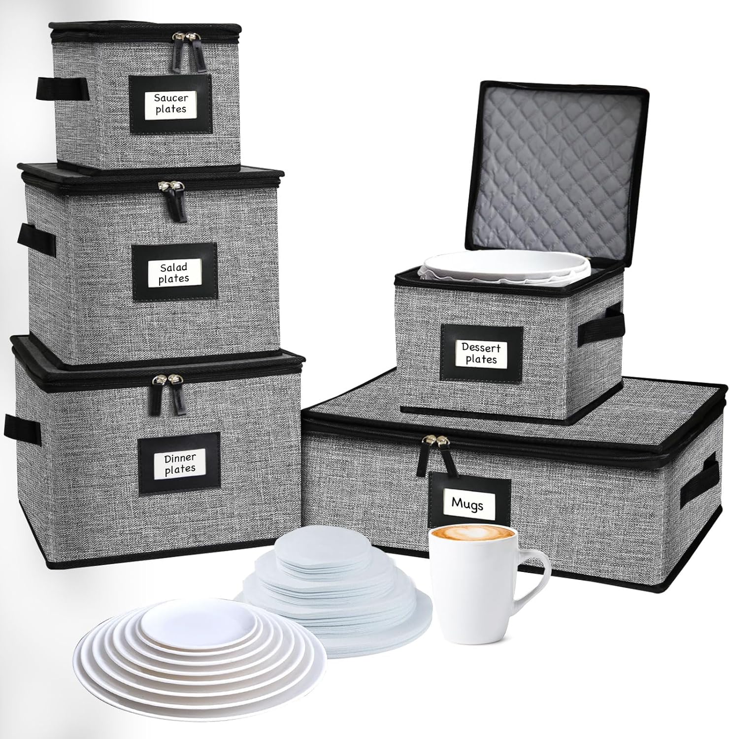 5 Pack China Storage Containers for Safe Dish Packing and Moving