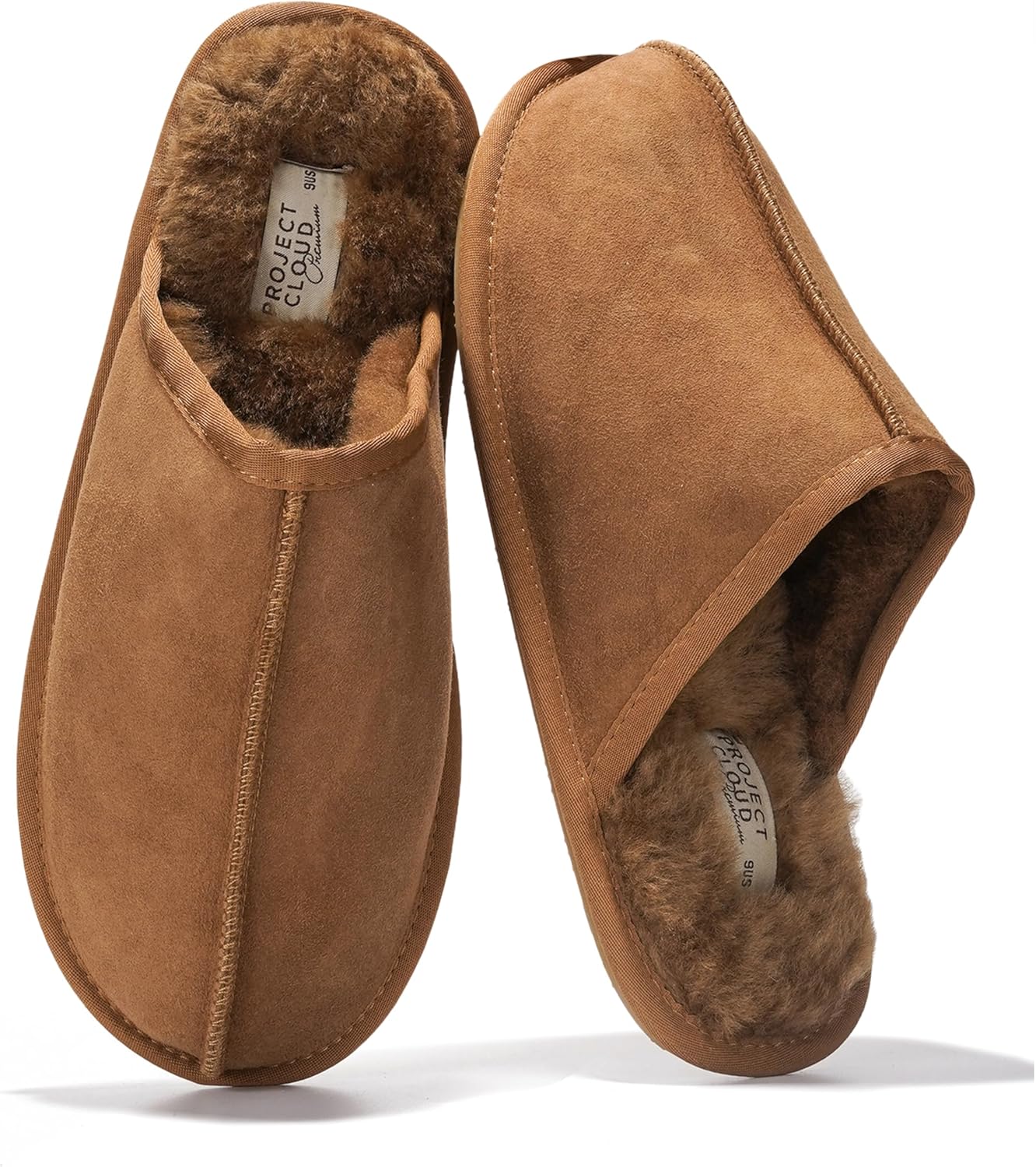 Project Cloud Mens Slippers with Genuine Leather and Shearling