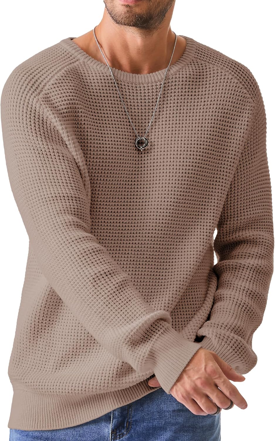 JMIERR Men's Crewneck Pullover Sweater for Casual Style
