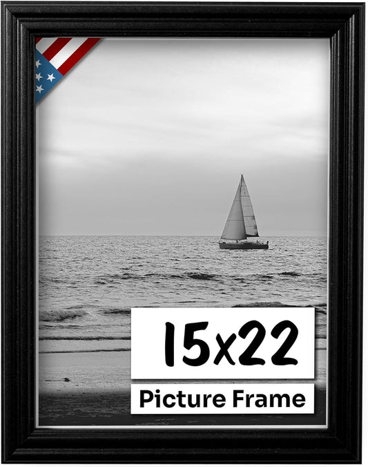 Black 15x22 Picture Frame - Handmade Solid Wood Wall Decor