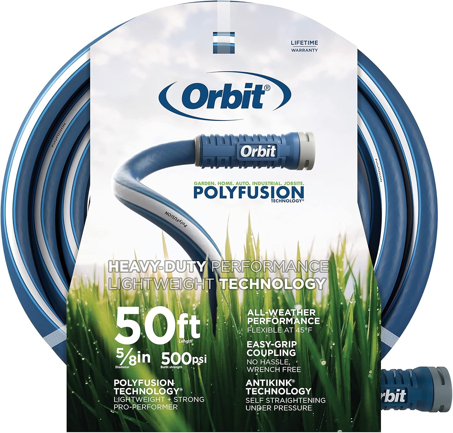 Orbit Polyfusion Garden Hose - Heavy-Duty 50-Foot Water Hose