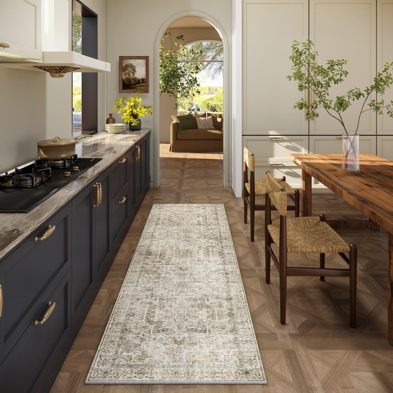 Machine Washable Kitchen Runner Rugs for Hallways and Entryways