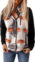 Womens Fleece Jacket Western Aztec Print Snap Button Shacket - Cozy 1