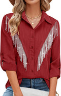 Sparkly Fringe Button Down Shirt for Country Concerts and More
