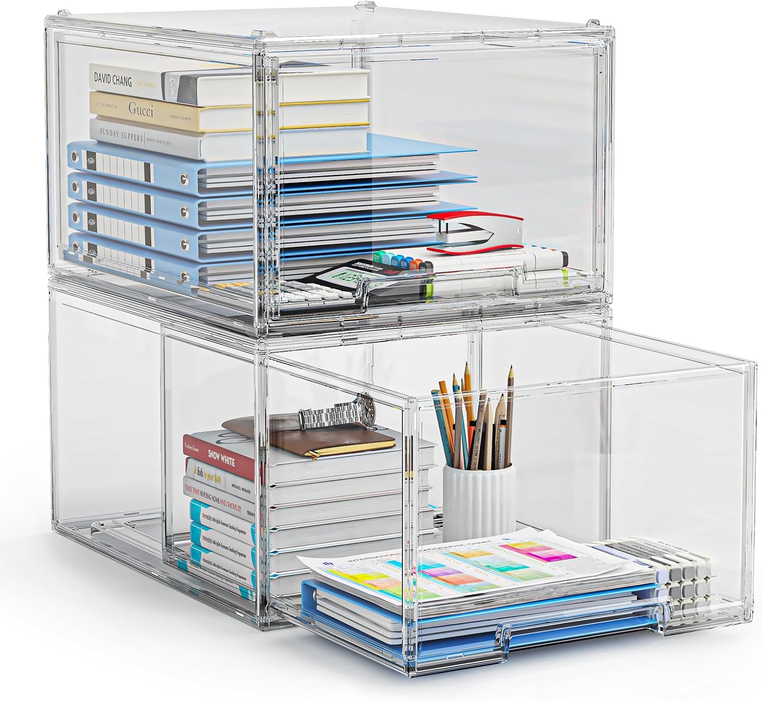 Clear Desktop Drawer Organizers for Makeup and Office Supplies
