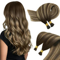 I Tip Hair Extensions 18in Medium Brown Balayage - Natural Volume