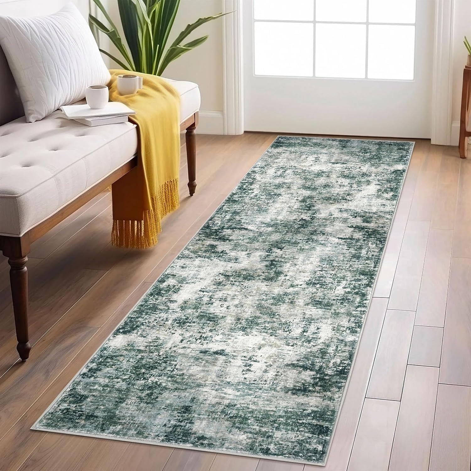 Modern Abstract Runner Rug 2x6 for Kitchen and Hallway Decor