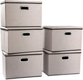 Large Foldable Storage Bins with Lids 5-Pack - Space Saving Closet