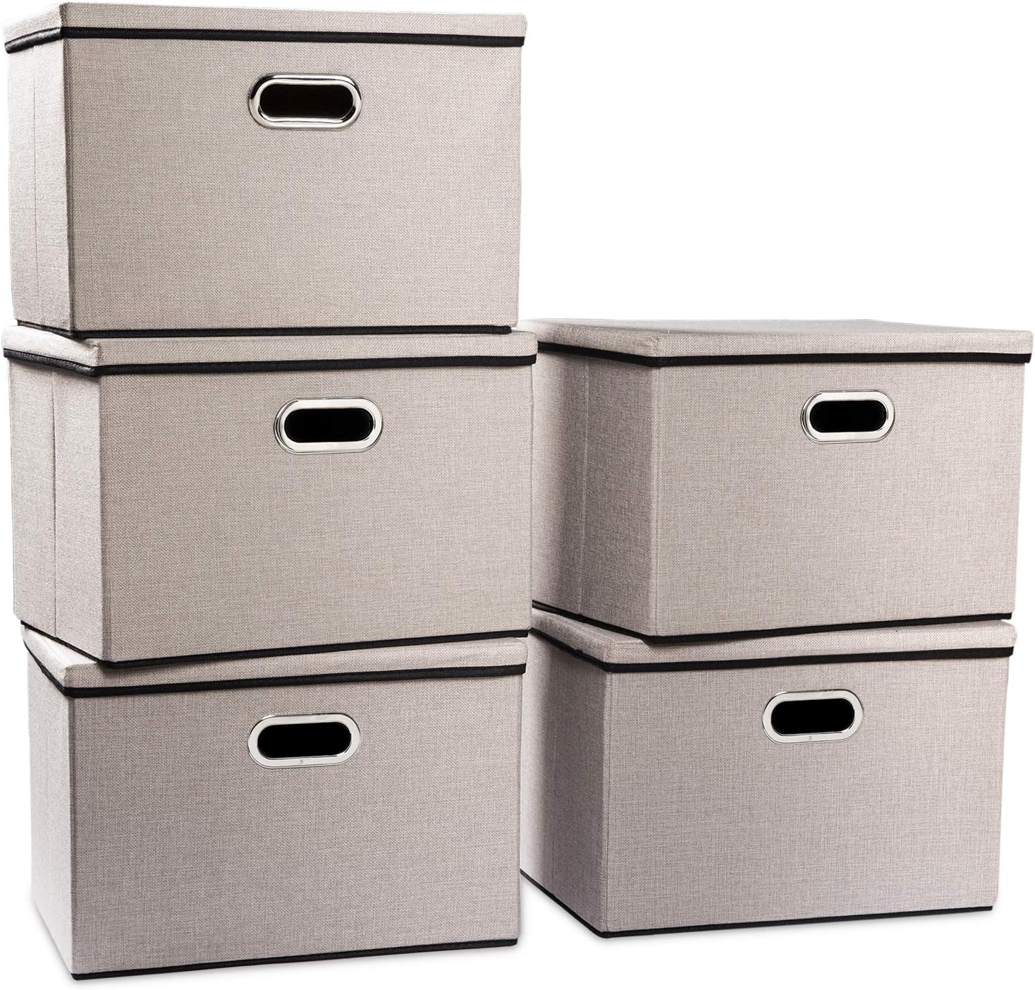 PRANDOM Large Foldable Storage Bins with Lids for Organizing