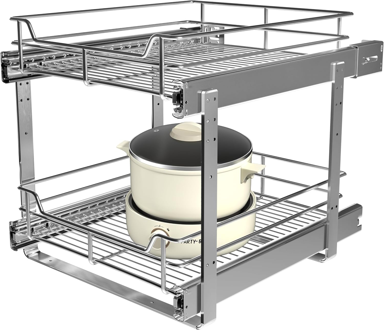 2-Tier Pull Out Cabinet Organizer for Kitchen Pantry Storage