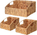 Natural Water Hyacinth Storage Baskets Set of 3 - Handwoven Organizer