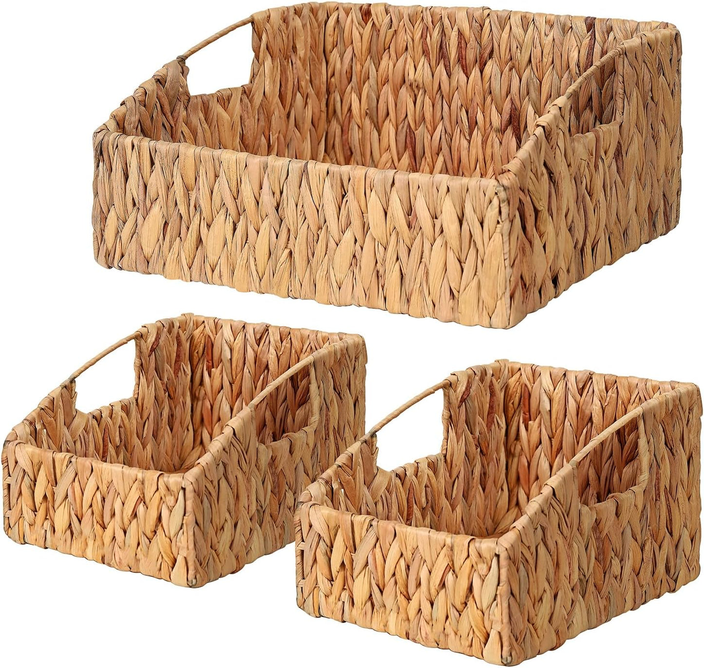 Natural Water Hyacinth Storage Baskets for Home Organization