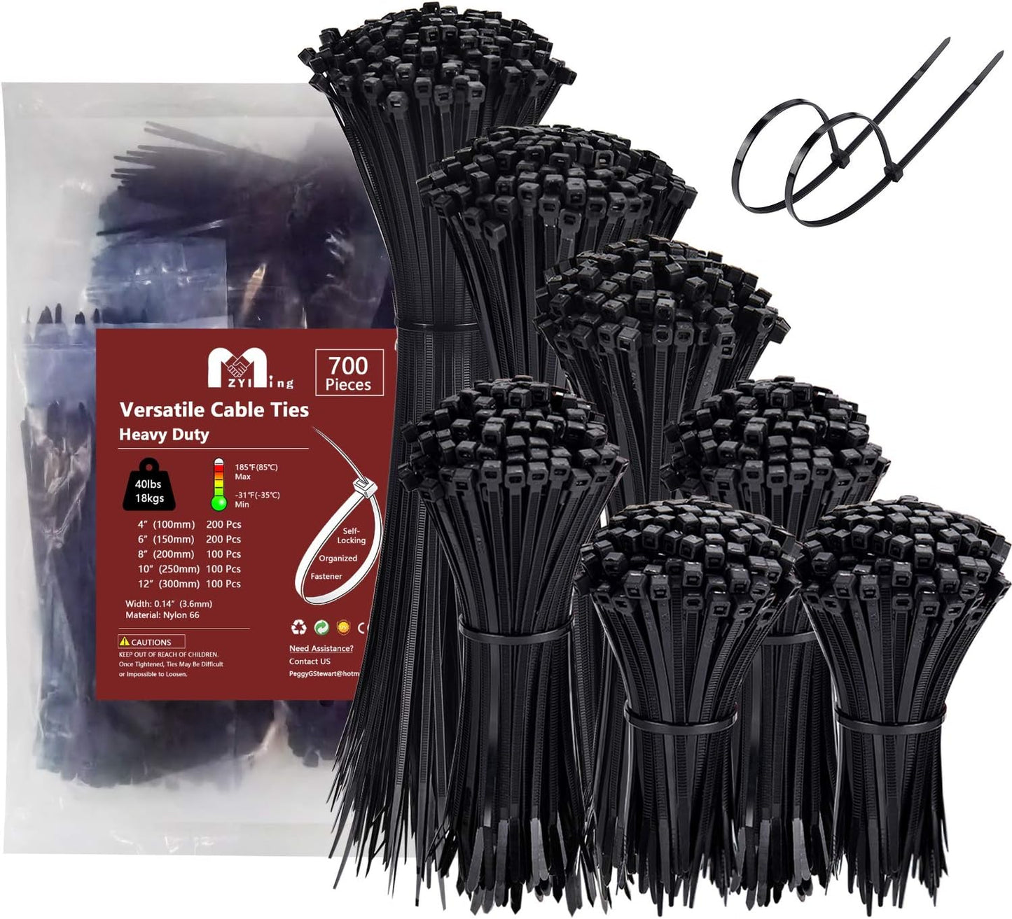 ZYIMING 700-Pack Heavy Duty UV Resistant Zip Ties - Cord Management Marvel!