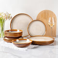 LERATIO Ceramic Dinnerware Set for 4 - Wavy Reactive Glaze, Scratch