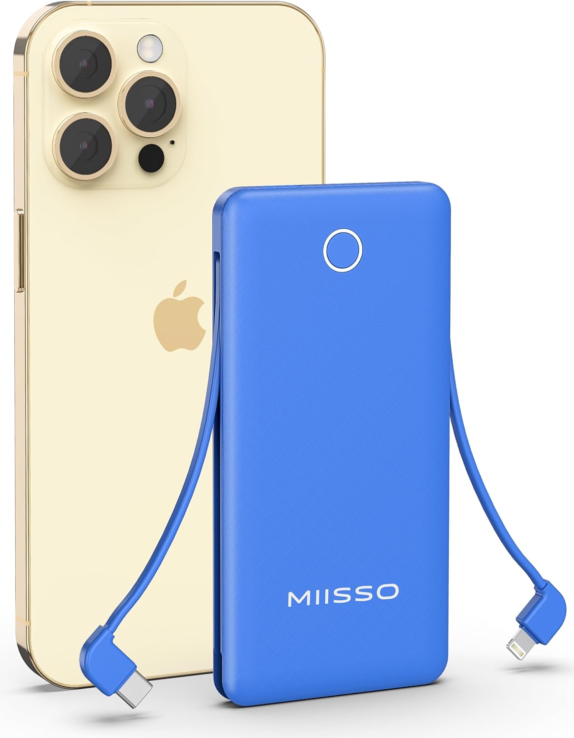 miisso Slim Power Bank with Built-in Cable - 4 USB Outputs