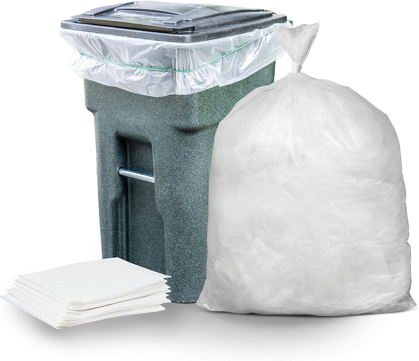 64-65 Gallon Trash Can Liners - Heavy Duty Clear Bags 50 Count