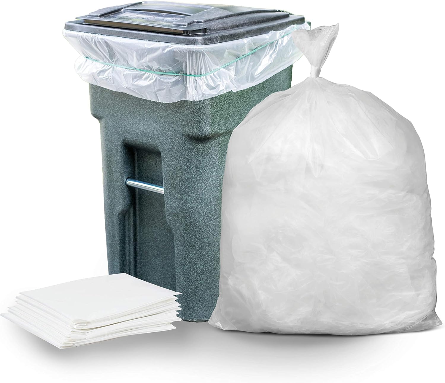64-65 Gallon Trash Can Liners - Heavy Duty Clear Bags 50 Count
