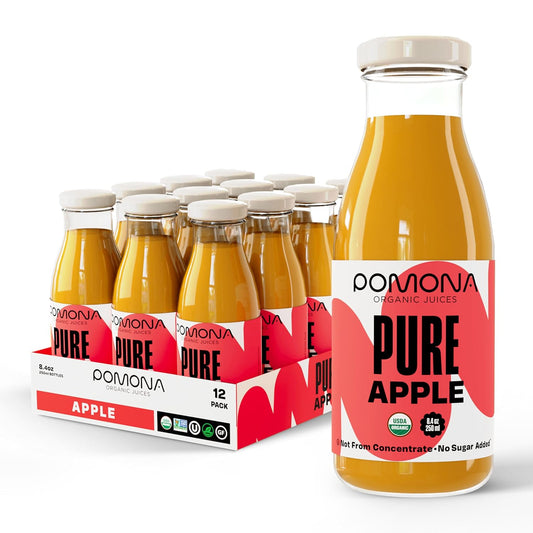 Pomona Organic Apple Juice Pack of 12 Cold Pressed Juices