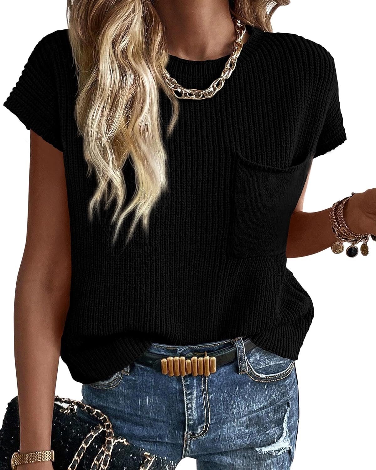 KIRUNDO Summer Fall Short Sleeve Sweater Vest for Women 2025