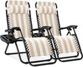 Adjustable Zero Gravity Lounge Chair Set of 2 - Tan Striped