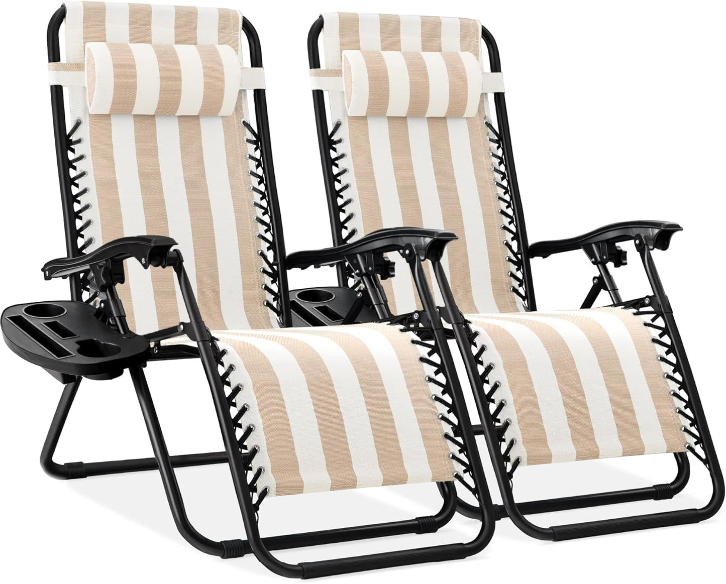 Adjustable Steel Mesh Zero Gravity Lounge Chair Recliners Set