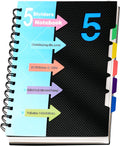 CAGIE 5 Subject Notebook with Dividers 220 Pages - Compact A5
