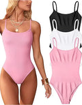 OQQ Women's 3 Piece Bodysuits Sleeveless Adjustable Spaghetti Straps