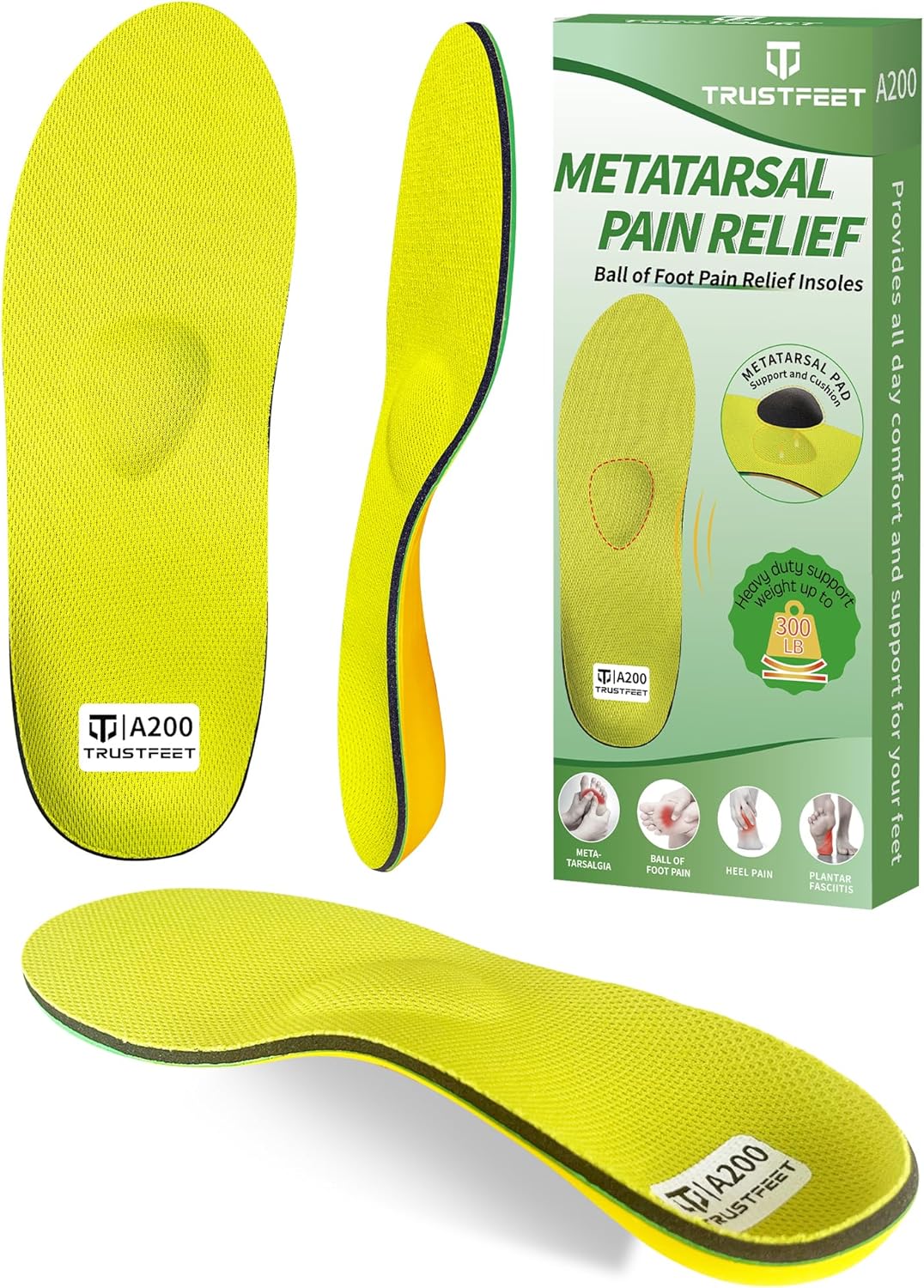 Heavy Duty Support Insoles for Metatarsal Pain Relief and Comfort