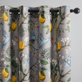 Black Dark Floral Grey Blackout Curtains - Hummingbird Design 84 in