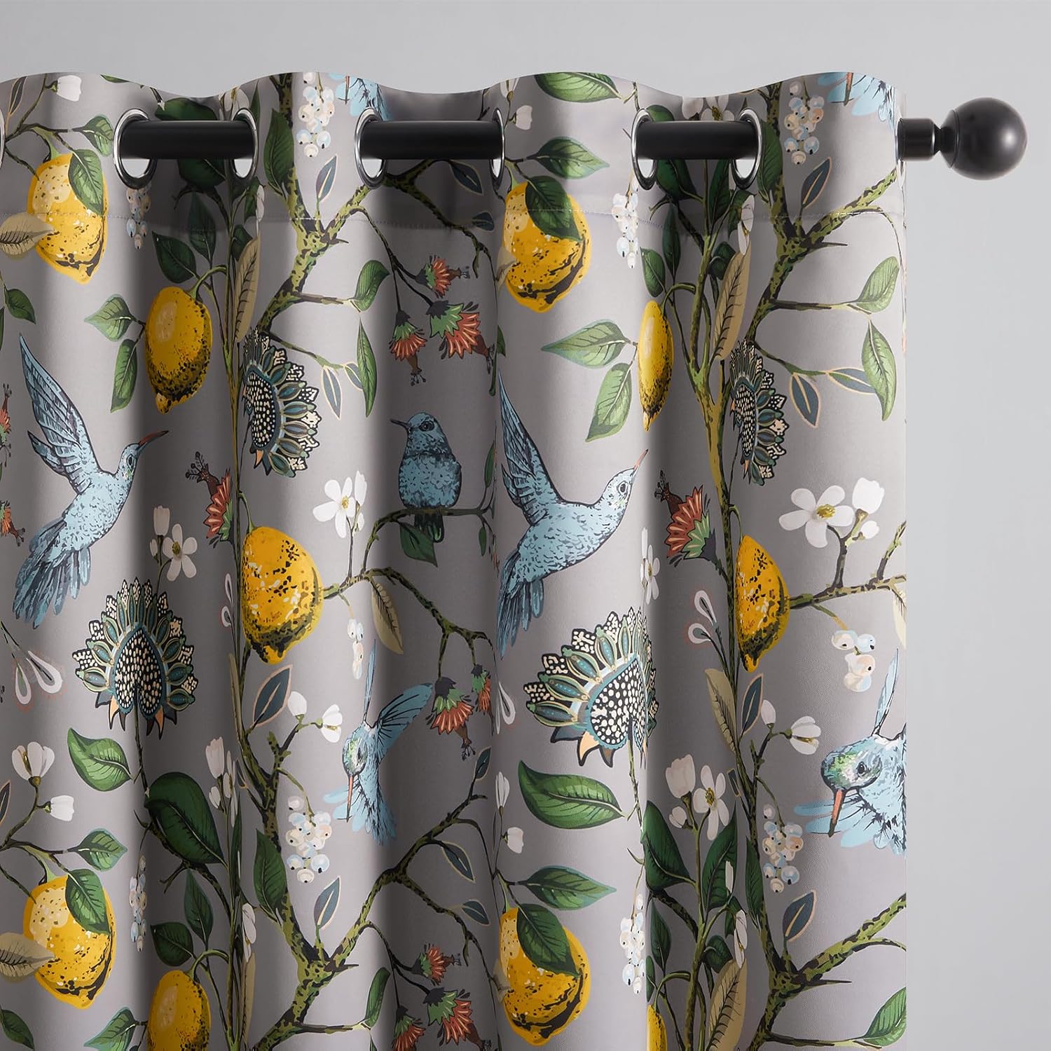 Hummingbird Design Blackout Curtains for Vintage Decor Style