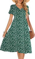 Women's Casual Summer Tiered Midi Dress Cotton V-Neck - Flowy