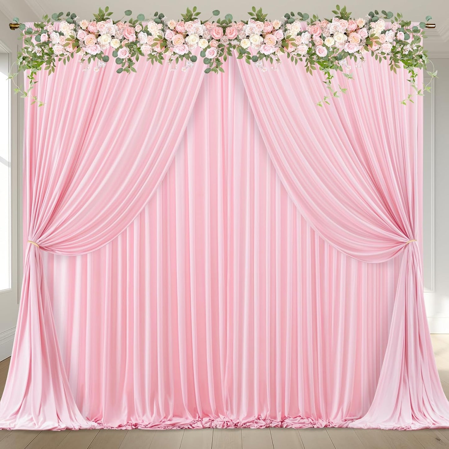 16x10FT Baby Pink Backdrop Curtains for Elegant Weddings