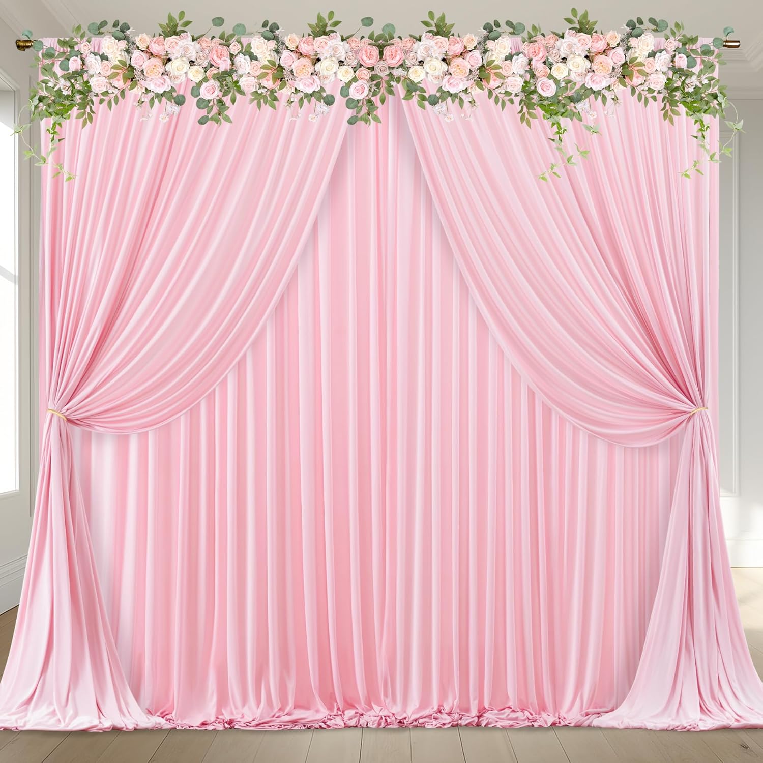 16x10FT Baby Pink Backdrop Curtains for Elegant Weddings