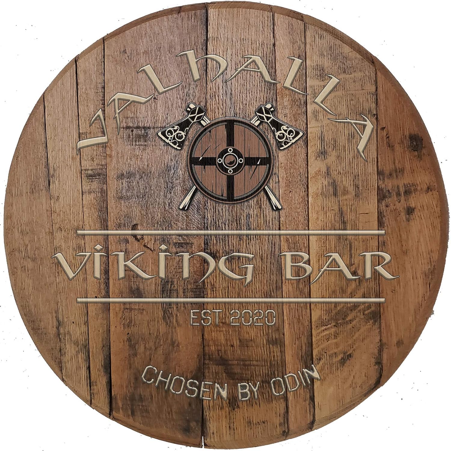 Personalized Oak Barrel Wall Art for Rustic Bar Decor