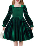 Toddler Velvet Dress for Girls with Pockets - 3-8Y