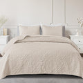 King Size Brich Beige Quilt Set with 2 Pillow Shams - Lightweight