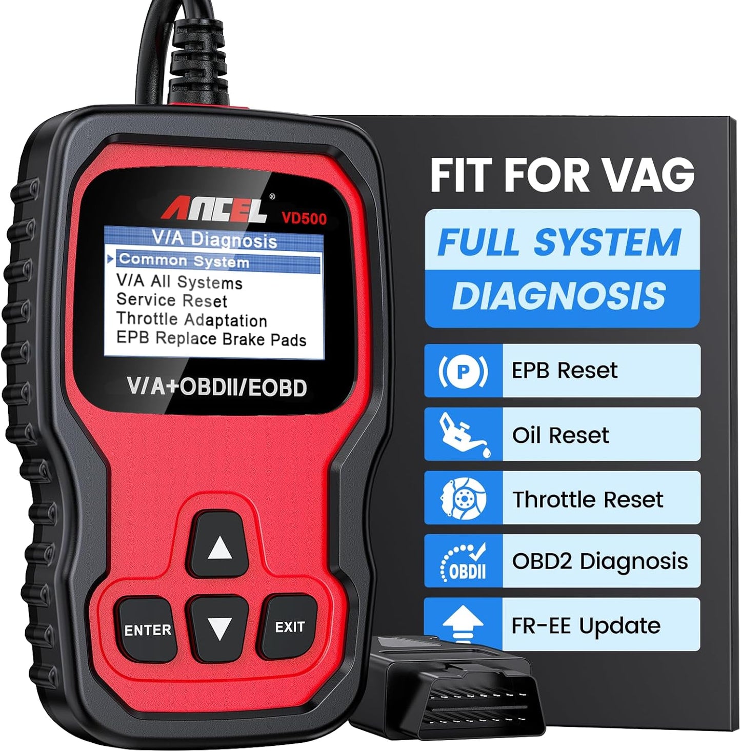 ANCEL VD500 OBD2 Scanner for Volkswagen Audi Skoda Seat Vehicles