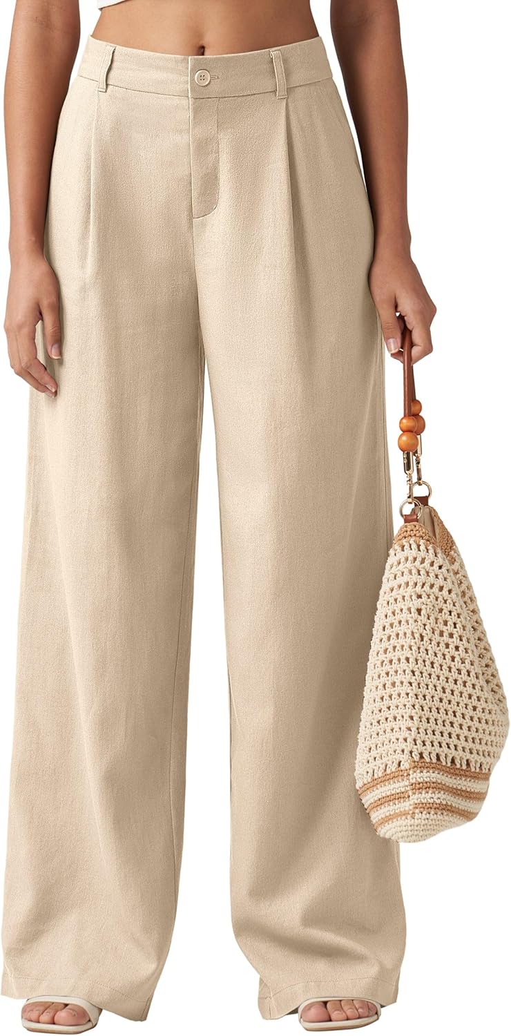Willit Women's Linen Pants: Stylish Wide Leg Work Dress Slacks