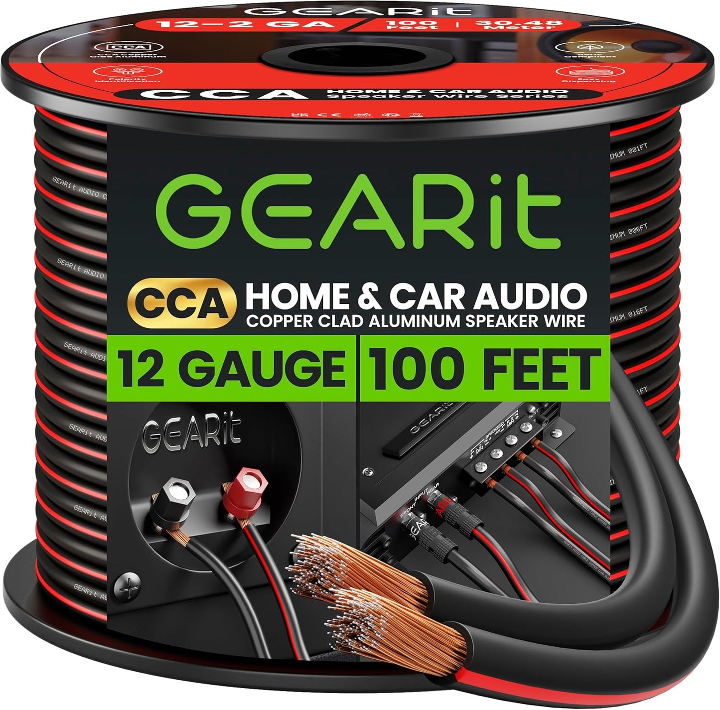 12AWG Speaker Wire for Home Theater and Car Speakers - 100 Feet