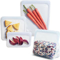 Silicone Reusable Food Storage Bags, 4-Pack, Clear, Eco-Friendly