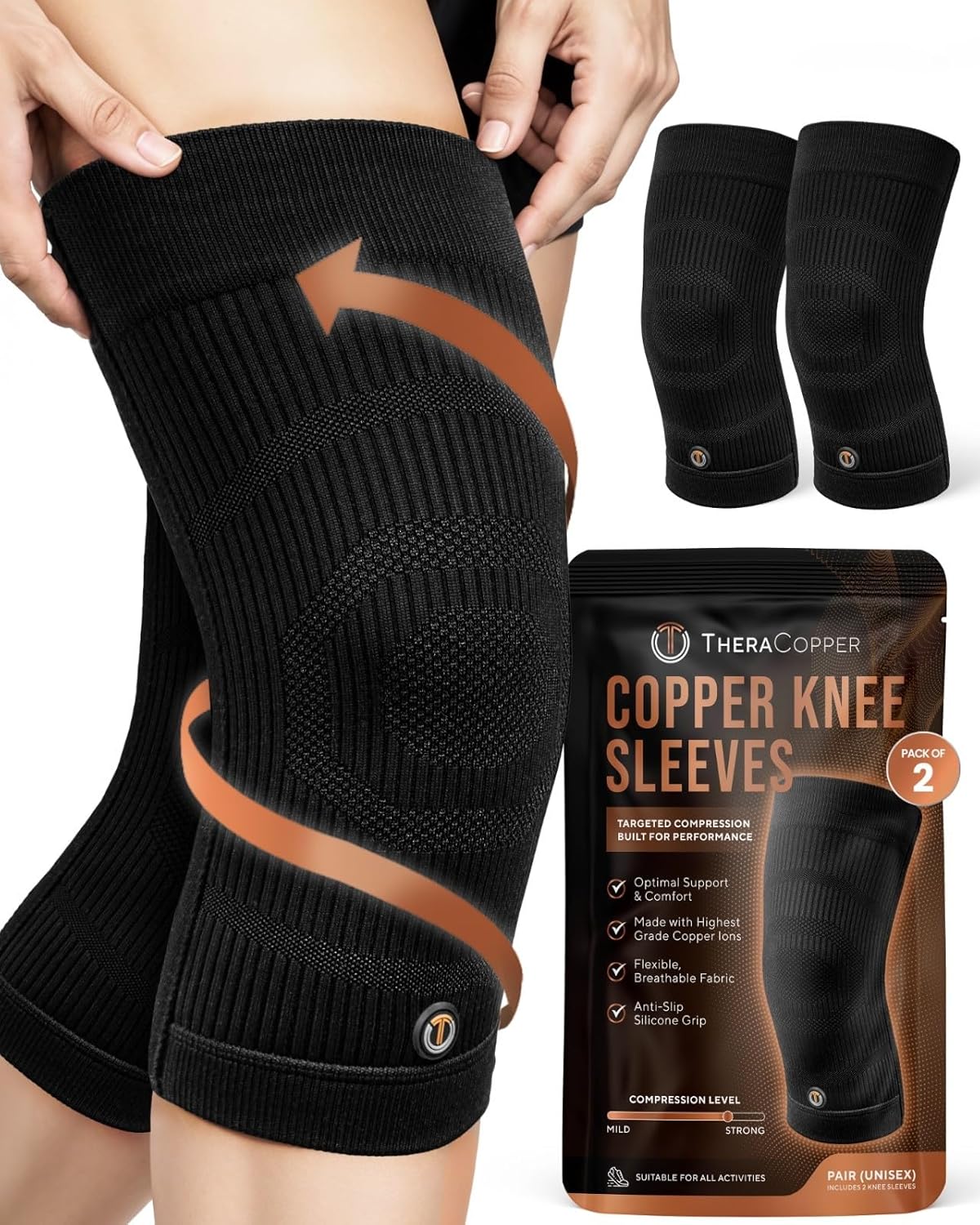 Copper Knee Brace for Men & Women - Compression Support Sleeve