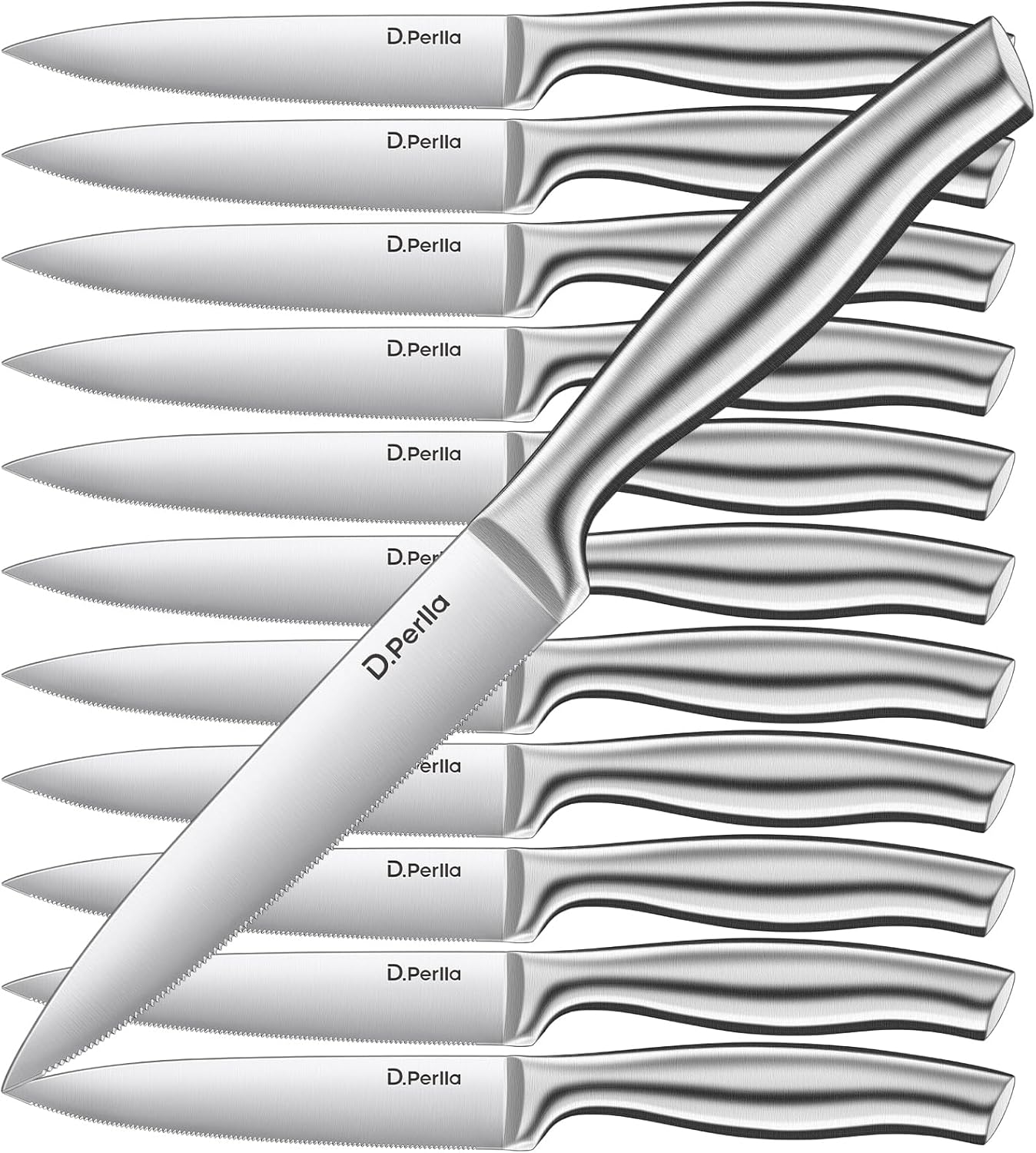 D.Perlla Steak Knives Set 12 Pieces Micro Serrated High Carbon