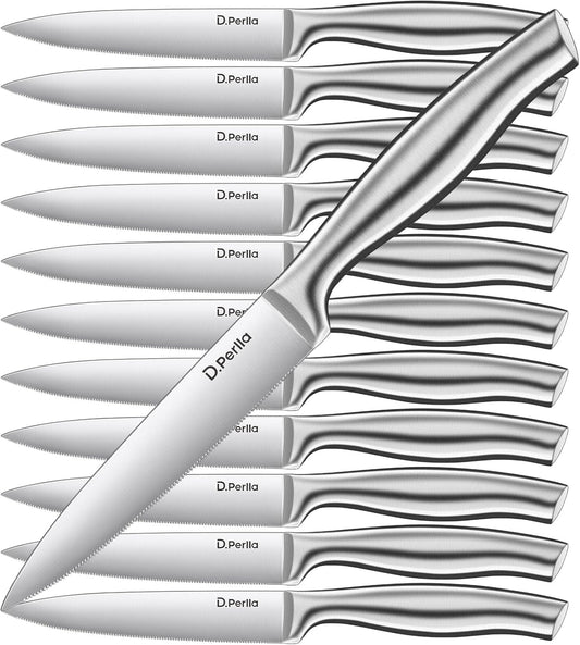 D.Perlla Steak Knives Set 12 Pieces Micro Serrated High Carbon